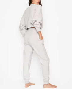 Conjuntos de Dos Piezas de Sudadera con Capucha y Pantalones Deportivos de Felpa para Mujer, Tallas Grandes, Casuales, Color Sólido, Tendencia Primavera 2026, Ecológicos, 100% Algodón - Product Image 5