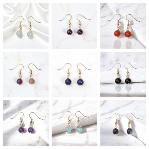 Pendientes colgantes de piedras preciosas de lapislázuli curativo redondo-Pendientes hechos a mano de plata 925 - Product Image 2