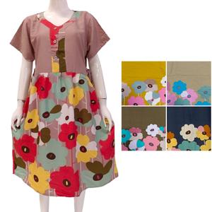 Robe rayonne de haute qualité robe décontractée vintage pour femmes col en Y et manches courtes en gros - Product Image 1