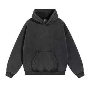 ชุดกีฬาลำลองสำหรับผู้ชาย400กรัมเสื้อฮู้ดผ้าฟลีซโอเวอร์ไซส์ระบายอากาศได้ดีสีพื้นเล็กน้อยใส่ฤดูใบไม้ร่วงฤดูหนาว - Product Image 1