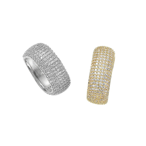 2025 Hip Hop joyería fina laboratorio diamante Micro pavé anillo de bodas forma cuadrada eternidad banda anillo en 18K oro sólido cúpula anillo de hombre - Product Image 4