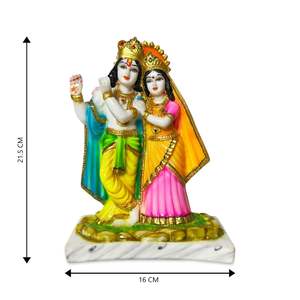 HOME GENIE Radha Krishna Idol | Polyresin Murti para Pooja Room Home Decor & Gift | Estatua espiritual con base de estilo mármol - Product Image 2