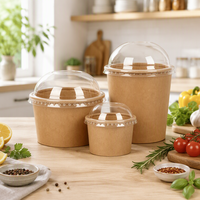Conteneur alimentaire à emporter, bol à salade jetable en papier kraft à paroi simple, recyclable, avec couvercle, diamètre et logo personnalisables