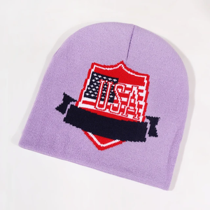 Gorro de punto con logotipo de Jacquard de alta calidad Unisex, gorros simulados de invierno personalizados con impresión para viajes, elección del diseñador - Product Image 3