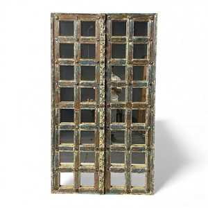 <b>Antique</b> Wood and Aluminum Decorative Wall Mirror <b>Frame</b> Rustic Style for Bedroom and Bathroom Decoration Home Decor - Product Image 1