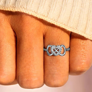 Anillo de Compromiso con Forma de Corazón Infinito Hueco, Joyería de Moda, Oro de 10K o 14K o Plata, Regalo para el Día de San Valentín - Product Image 3