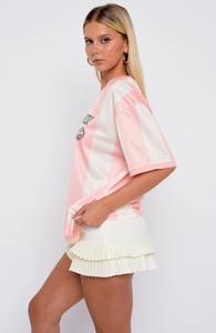 Camiseta de Mujer con Cuello Redondo, Estampado Veraniego, Holgada, Ecológica, Color Rosa - Product Image 3