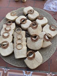 Reused Eco-Friendly Water Hyacinth <b>Storage</b> <b>Basket</b> with Handles for Beach Use - Product Image 6