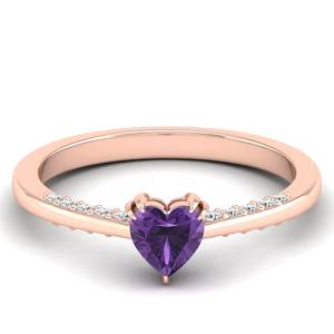 Bague REYES en argent sterling 925 avec pierre précieuse améthyste taille cœur de 0,5 ct et moissanite pour femme, cadeau de mariage, bijoux fins - Product Image 5