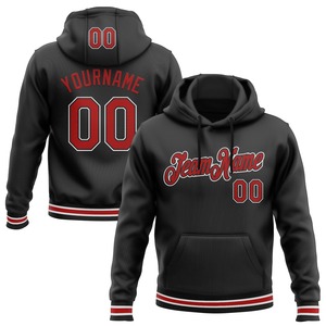 Directo industria venta al por mayor 3D bordado personalizado cosido negro rojo-blanco deportes pulóver Sudadera con capucha - Product Image 1
