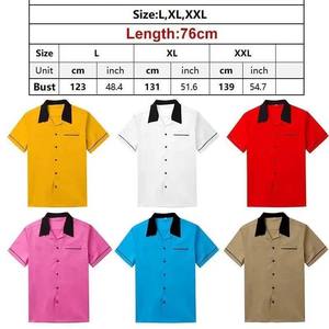 <b>Men's</b> Vintage-Style <b>Short</b> <b>Sleeve</b> Bowling <b>Shirt</b> with Contrast Collar, Vertical Piping, and Breathable Performance Fabric - Product Image 4