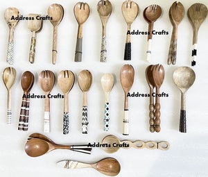 Recién llegado, juego de servidores de ensalada de madera de mango con mango de resina para servir ensalada, venta directa de fábrica desde artesanías de dirección - Product Image 6