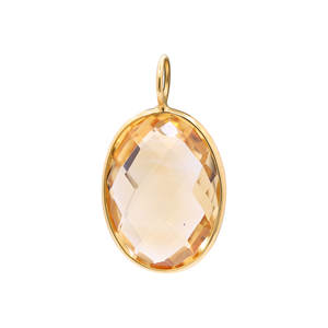 Magnifique pendentif en citrine naturelle de forme ovale en or jaune 9 carats bijoux exotiques cadeau pour anniversaire - Product Image 1