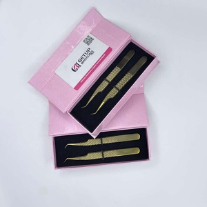 Pince à épiler de précision GETUP BROSONS IMPEX en acier inoxydable de haute qualité, 45 degrés, dorée, anti-magnétique, pour extensions de cils volume russe - Product Image 5