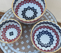 Bol de service marocain artisanal en porcelaine de Fès, écologique, peint à la main, bols à salade Fasiya, ustensiles de cuisine