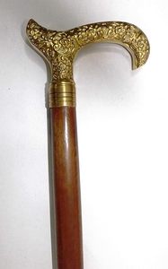 Bastón de Trekking Plegable de Madera Maciza, Diseño Telescópico, Base Antideslizante, Acabado Único en Palo de Rosa, Mango de Latón con Cabeza de León para Personas Mayores - Product Image 2