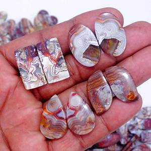 AAA + Haute Qualité Naturel Fou Dentelle Agate Quartz Cabochon Paire Personnalisable Mélange Forme Taille Semi-Précieux Pierre Précieuse pour Bijoux - Product Image 4