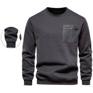 เสื้อสเวตเชิ้ตผ้าฝ้ายคุณภาพสูงทรงหลวมสำหรับผู้ชายรุ่นใหม่ประจำฤดูใบไม้ร่วง มีกระเป๋าซิป เสื้อสเวตเชิ้ตลำลองสไตล์สปอร์ต เสื้อพูลโอเวอร์ผู้ชาย - Product Image 5