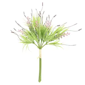실물 같은 플라스틱 식물 라벤더 꽃 관목 웨딩 신부 꽃다발 또는 가정 장식을 만들기위한 인공 라벤더 잔디 부시