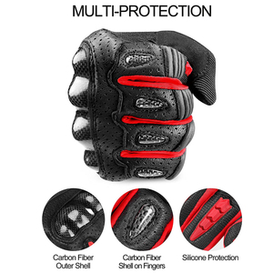 Gants de moto de course protecteurs en cuir pleine main, antidérapants et respirants pour la conduite - Product Image 5
