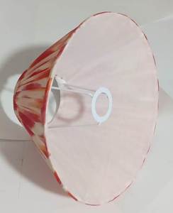 Abat-jour en tissu de soie dupion rouge et bleu pour lampe de bureau avec douille E14, anneau circulaire plat de 23 cm de diamètre - Product Image 3