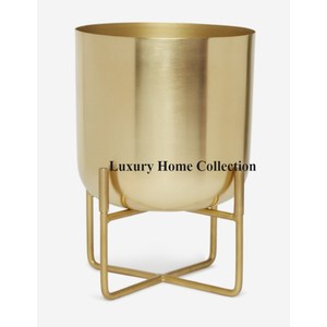 Fancy Creative Set de 2 macetas y macetas de color dorado con soporte recubierto de polvo de color negro Garden Ware Smart Macetas y macetas - Product Image 3