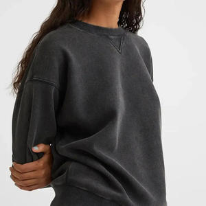 Sudadera de mujer de gran tamaño con estampado bordado personalizado, precio al por mayor, ropa de invierno, sudaderas transpirables de lana de algodón de Color sólido - Product Image 4