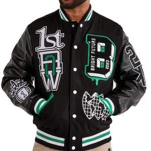 Top Selling Best Quality Light <b>Weight</b> Men's <b>Stand</b> Patchwork Canvas Embroidered Varsity Jacket Eco-Friendly Breathable Quick Dry - Product Image 3