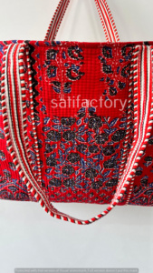 Bolsa de mano acolchada de tela de algodón, bolsa de viaje y compras con cierre abierto grande, diseño de retazos, regalo para ella - Product Image 3