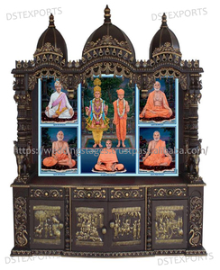 Temple traditionnel en bois de teck sculpté à la main Swaminarayan pour les maisons, grande taille, temple sur pied, DSTExports, unité de pooja, États-Unis - Product Image 6