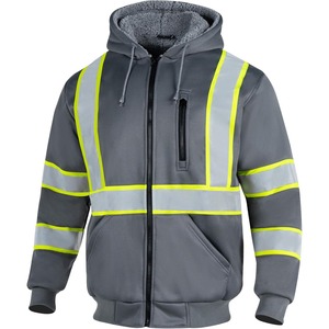 Logotipo personalizable Invierno Alta visibilidad Clase 3 Seguridad reflectante Ropa DE TRABAJO Sudadera con capucha negra Suéter Hecho Poliéster Material de nylon - Product Image 3