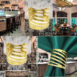 แหวนรองผ้าเช็ดปากดีไซน์พรีเมียม เหมาะสำหรับโต๊ะพิธีการ ตกแต่งบ้าน งานเลี้ยงอาหารค่ำ และงานเฉลิมฉลอง ใช้สำหรับรับประทานอาหารในงาน ราคาขายส่ง - Product Image 2