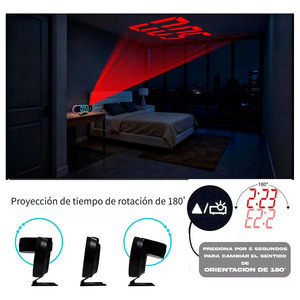 Réveil numérique projecteur LED RGB multicolore - Chambre à coucher moderne - Contrôle tactile - Alimentation CA - Product Image 4