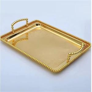 Beau plateau de service en acier inoxydable plaqué or Vaisselle fabuleuse classique de meilleure qualité - Product Image 1