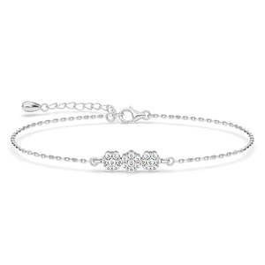 NOVAMART Fine Buy 925 Silver <b>Bracelet</b> for Every Moment You! Rhodium Plated Tennis Flower Shape Gold Diamond Pearl <b>Ruby</b> Religious - Product Image 1