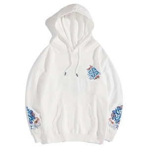 Sudadera con Capucha para Hombre, Blanca, con Diseño Gráfico, Forro de Felpa, Bordado 3D, Estilo Urbano - Product Image 3