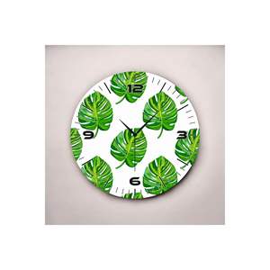 Reloj de pared de mesa de madera silencioso de 50cm con patrón de hoja blanca y producto de regalo con estampado de números - Product Image 1