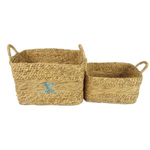 Juego de Cestas Tejidas a Mano de Jacinto de Agua y Yute, Cesta de Almacenamiento para el Hogar, Organizador de Ropa - Product Image 4