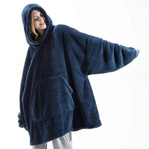 New <b>Winter</b> Eco-Friendly Windproof Oversize Lined Hooded Double-Faced Fleece Hoodie <b>Blanket</b> <b>Warm</b> Robe Women Men Loose Teenagers - Product Image 2