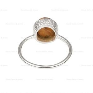 แหวน925สำหรับผู้หญิงทำด้วยมือเงินแท้ขนาด10มม. ทำด้วยมือแกนหอยนางรมทองแดงเทอร์ควอยซ์สีทองกุหลาบ - Product Image 3