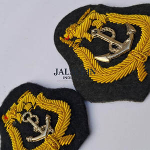 Royal Naval Cap <b>Badge</b> Handmade Embroidered Canvas Fabric 3D Golden Bullion Wire High Quality Anchor <b>Badge</b> - Product Image 4