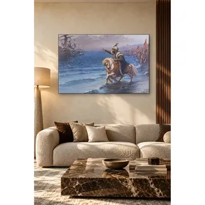 Stampa su Tela: Fida Fausto Zonaro, Sultano <span class=keywords><strong>Mehmed</strong></span> il Conquistatore che Intrafora il Mare a Cavallo Bianco - Product Image 5