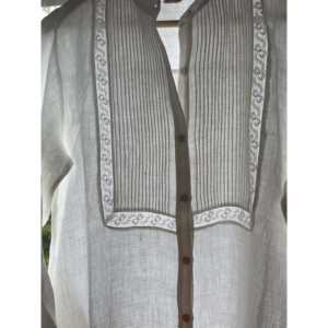 Vestido Camisero Casual de Lino HEERA para Primavera con Encaje, Tejido Transpirable, Logotipo en el Frente, Tallas XS y XL Disponibles en Blanco - Product Image 6