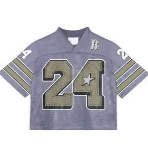 Hombre personalizado recortado de gran tamaño Vintage Streetwear deportes Retro americano Boxy malla 100% algodón camisetas para hombres suelto ajuste impreso - Product Image 3