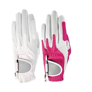 <b>Ladies</b> Compression Fit Synthetic Golf <b>Glove</b> 2 Colours Available White and Pink Color Left Handed <b>Gloves</b> Universalfit Technology - Product Image 1