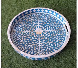 Bandejas acrílicas para servir con mango de incrustaciones de madreperla, regalo de Ramadán, con fregona de faizacraft - Product Image 2