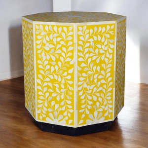 Taburete lateral de consola con incrustaciones de hueso hecho a mano, taburete de forma redonda, taburete lateral de diseño de tamaño personalizado para oficina de Hotel en casa - Product Image 1