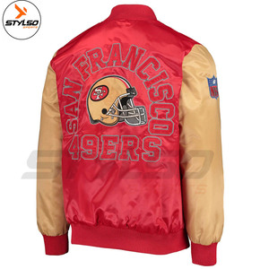 Nom et numéro de l'équipe de conception personnalisée blouson aviateur de démarrage blousons aviateur en satin brodé prix de gros - Product Image 2