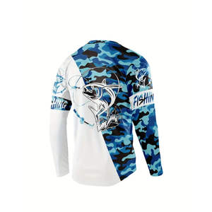 เสื้อตกปลาแบบใหม่ กันน้ำ UPF 50 ป้องกันรังสียูวี ออกแบบได้ตามต้องการ พิมพ์ลายแบบซับลิเมชั่น ใส่โลโก้ของคุณเอง ระบายอากาศได้ดี กันลม - Product Image 2