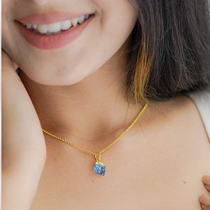 Collar con colgante de labradorita azul Natural, joyería de piedras de nacimiento de 8-10mm, oro galvanizado, chapado en oro y plata 925 - Product Image 6